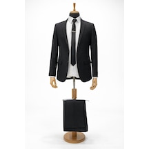 Erkek İtalyan Kesim Regular Fit Takım Elbise - 7482 Siyah