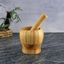 3 Adet Tohana Bambu Havan 9,5x9x7 Cm Tokmak Uzunluğu:13 Cm