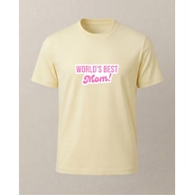 World's Best Mom Baskılı T-shirt Sarı