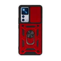 Xiaomi Mi 12t Pro Uyumlu Kılıf Pars Lens Yüzüklü Silikon - Kırmızı
