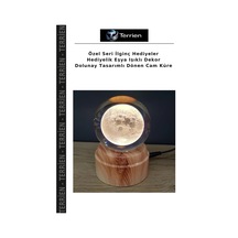 Özel Seri İlginç Hediyeler Hediyelik Eşya Işıklı Dekor Dolunay Tasarımlı Dönen Cam Küre