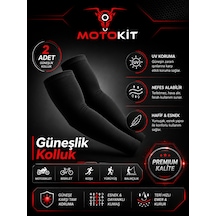 Motokit Siyah Güneşlik Kolluk 2 Adet Uv Koruyucu, Esnek Ve Nefes Alabilir Kol Koruyucu Standart