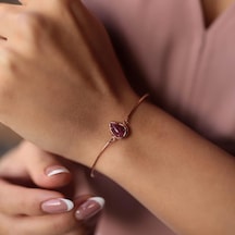Damla Turmalin Bileklik Pembe Altın