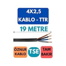 Öznur 4x2,5 Ttr Kablo Metre Seçenekli Siyah - 19 Metre