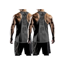 Genius Store 2'li Paket Erkek Dry Fit Y-back Gym Fitness Sporcu Atleti Füme