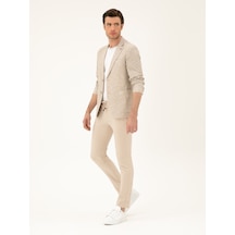 Cacharel Bej Slim Fit Beli Bağcıklı Pantolon