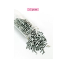 Uzun Boru Kesme Boncuk Çap 2mm Uzunluk 10 Mm - 20 Gram - Desenli Gümüş - Bnc244 Diğer