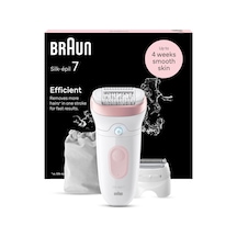 Braun Silk-épil 7 Kadın Epilatörü, Uzun Süreli Tüy Giderme İçin Tüy Çıkarıcı, Kadın Tıraş Makinesi, Su Geçirmez - Tıraş Aparatı Ve Düzeltici Aparatı Dahil - 7-030, Beyaz/flamingor Pembe