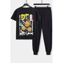 Uyguntarz Unisex Tokoyaki Baskılı 2'li Eşofman Takımı Siyah
