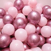 Krom Pembe Ve Makaron (pastel) Pembe Renk 15 Li Balon