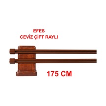 Efes Ahşap Başlıklı Alüminyum Kanallı ''çift Raylı'' Modern Rustik-ceviz 175 Cm Ceviz