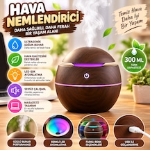 Küre Model Akasya Renk Hava Nemlendirici Ultrasonik Soğuk Buhar Makinesi, Led Işıklı Masaüstü Oda Nemlendiric Standart