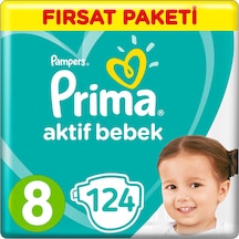Prima Bebek Bezi Aktif Bebek 8 Beden 17+ KG 4 x 31 124 Adet 4'lü