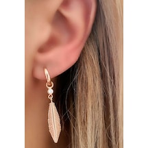 Tüy Figürlü Gümüş Rose Küpe N11.94423