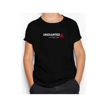 Zepplin Giyim Uncharted 4 Logo Siyah Çocuk Tişört Siyah