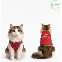 Kırmızı The Patron Yazılı Kedi Ve Köpek Kıyafeti Tişörtü Elbisesi Xsmall/xs/beden 0