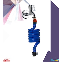 Plasyay Spiral Taharet Matik Hortum Rekorlu Ve Duvara Sabitlemeli 200 CM Mavi