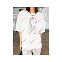 Tarzsokak Unisex Akrep Baskılı Tshirt Beyaz