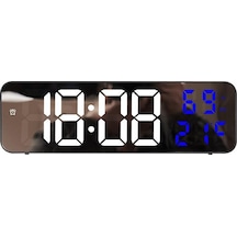 Mavi 9 İnç Büyük Dijital Duvar Saati Sıcaklık Ve Nem Göstergesi Gece Modu Masa Çalar Saat 12/24h
