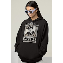 Sevbano Tasarım Led Zeppelin Baskılı Unisex Oversize Rock Metal Müzik Gru Siyah