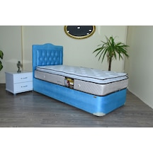 Baza TayTüy Turkuaz Silin Kumaş model Metal Çelik Fırın Boya Ful Ortopedik Pedli Yatak 100*200 cm