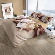 Cattleya Love You 3D Pamuk Saten Çift Kişilik Nevresim Takımı Çok Renkli