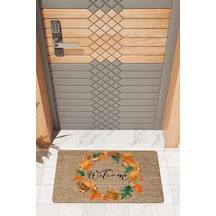 Rugmood Modern Dijtal Baskı Yapraklı Welcome Dış Kapı Önü Paspası Çok Renkli