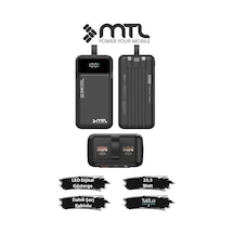 50000 Mah 22.5w Süper Hızlı Şarj Dahili Kablolu Dijital Led Göstergeli Powerbank Mt4350 Siyah