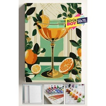 Sayılarla Boyama Seti Numaralı Tuval Fırça Boya Dahil Kasnaklı Set 50x70 Cm - Portakal