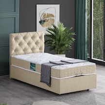 Setaymobilya Baza, Tek Kişilik Eylül Baza + Başlık + Comfort Yatak Seti, Krem