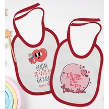 BK Kids Kişiye Özel Teyzem Bir Başka Tasarımlı 2’li Kırmızı Mama Kırmızı