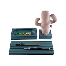 Kayigo Gri Woody Üçlü Ofis Seti- Pembe Kaktüs Renkli