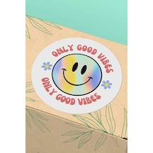 Only Good Vibes Gülen Yüz Sticker 3x3cm St2190 Çok Renkli