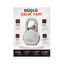 Yuma 65 Mm Uzun Kancalı Çelik Asma Kilit Ym-1265l Anahtarlı Güvenlik Kilidi