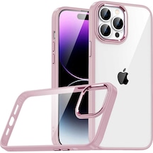Apple Uyumlu iPhone 14 Pro Kapak Metal Kamera Korumalı Arkası Şeffaf Silikon Kılıf - Siyah
