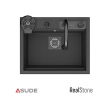 Realstone Angel Akıllı Granit Evye + Aksesuar Set Antrasit