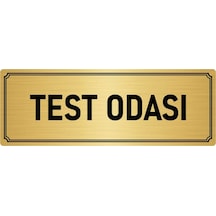 Metal Yönlendirme Levhası, Departman Kapı İsimliği Test Odası 10x20 cm Altın Renk