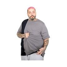 Mode Xl Büyük Beden Erkek Parçalı Md08 T-shirt U22134 Fume Füme