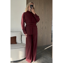Laluvia Bordo Gold Aksesuar Düğmeli Gömlek Pantolon Takım - 8856 Bordo Laluvia Bordo Gold Aksesuar Düğmeli Gömlek Pantolon Takım - 8856 Bordo