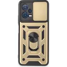 Xiaomi Redmi Note 12 5g Uyumlu Kılıf Pars Lens Yüzüklü Silikon - Gold