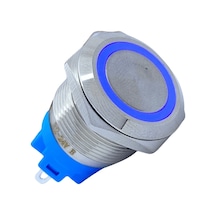 E2 19mm Metal Buton Kalıcılı 12-24v Mavi Led 1no/1nc