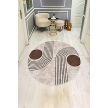 Yuvarlak Modern Desenli Dijital Baskı Kaymaz Tabanlı Halı H0821 Renkli