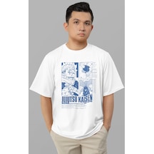 Jujutsu Kaisen Gege Akutami Baskılı Unisex Oversize Anime Tişört Beyaz