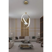 İmza Toplu Modern Sarkıt Led Avize - 3 Renk Kumandalı - Gold Gold
