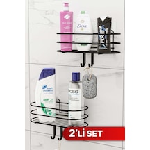 Bino 4 Askılı Şampuanlık Sabunluk Banyo Düzenleyici Duş Rafı Paslanmaz Organizer 2'li Set Siyah