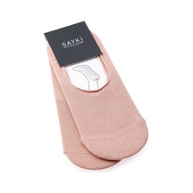 Bej Düz Pamuklu İkili Babet Çorap Bej - Haki