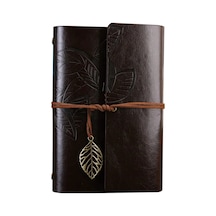 Şık Büyük Yaprak Desenli Defter 75 Yaprak Koyu Kahverengi Diger