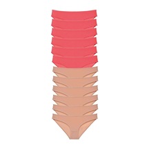 12 Adet Süper Eko Set Likralı Kadın Slip Külot Fuşya Ten Çok Renkli