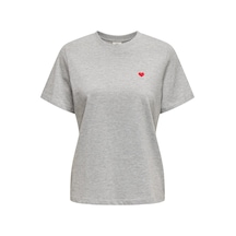 Only Kadın Jdy Bisiklet Yaka Kalp Logolu Gri T-shirt - 15298612