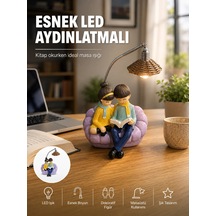Okuyan Çift Figürlü Dekoratif Gece Lambası Hediye Seçeneği Çok Renkli 72876363